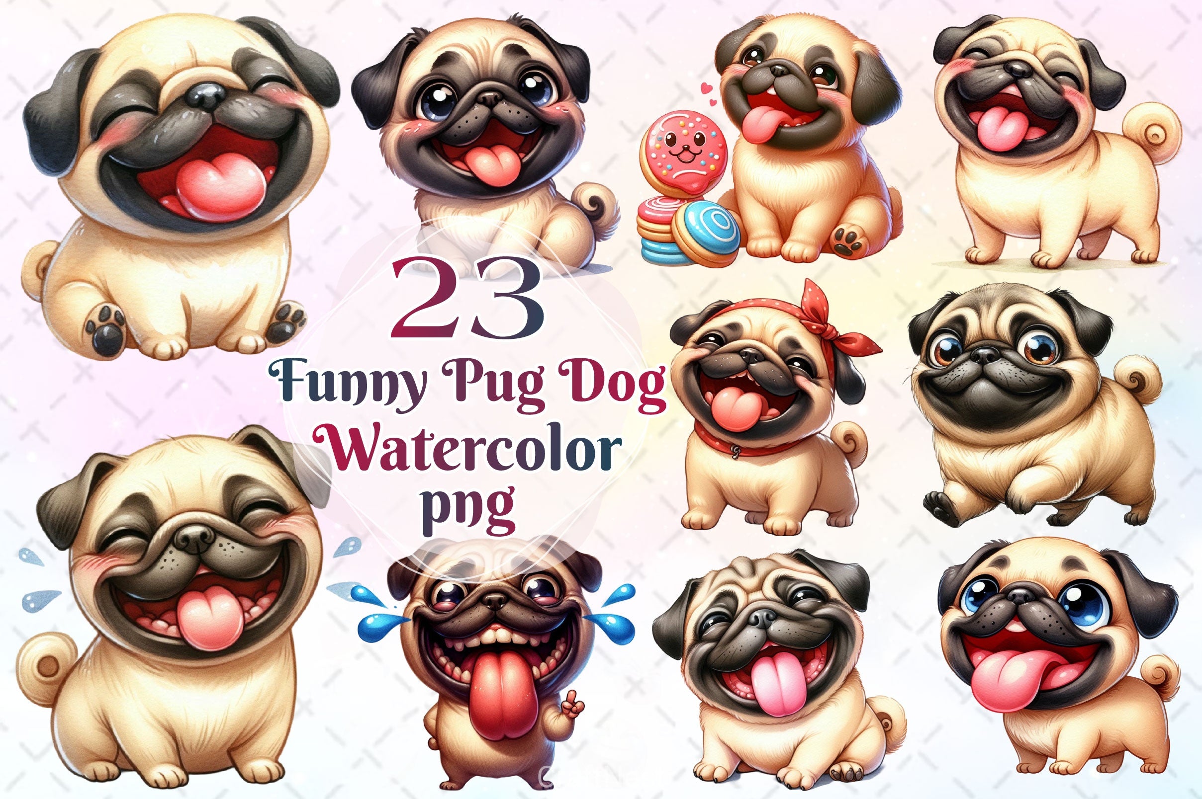Funny Pug Dog Clipart Bundle - CraftNest - Digital Crafting and Art