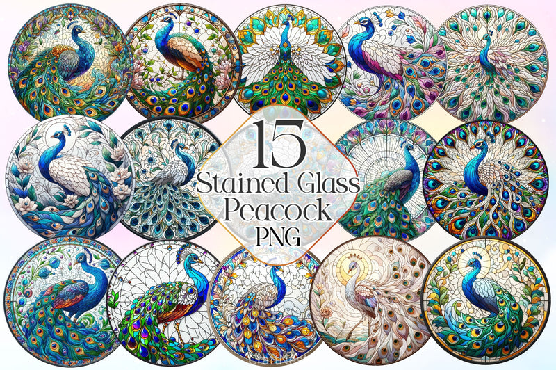 Stained Glass Peacock Wind Spinner Clipart Bundle - CraftNest - Digital Crafting and Art