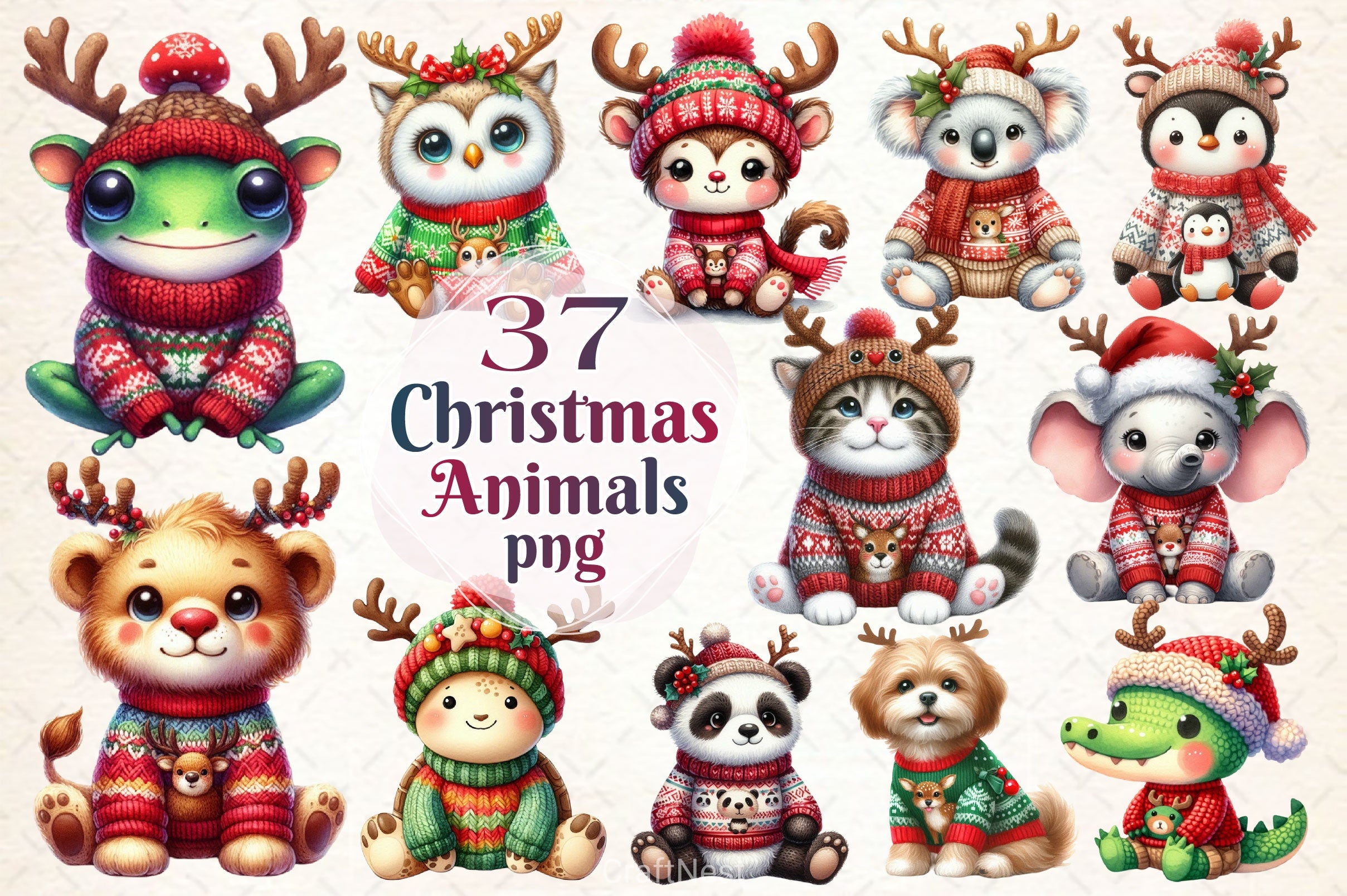 Christmas Animal Clipart Bundle 4 - CraftNest - Digital Crafting and Art
