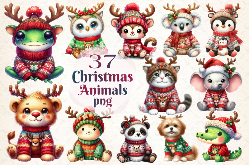 Christmas Animal Clipart Bundle 4 - CraftNest - Digital Crafting and Art