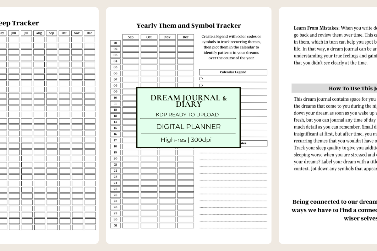 Dream Journal & Diary KDP Planner