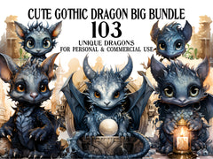 Cute Gothic Dragon Clipart - CraftNest