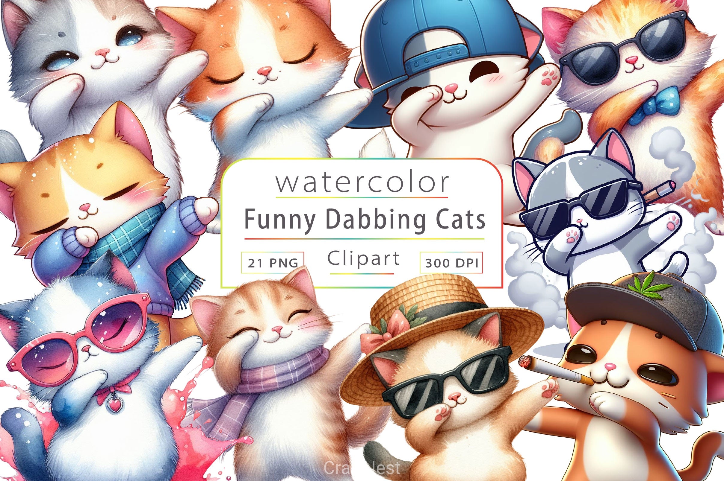 Funny Dabbing Cats Clipart Bundle - CraftNest - Digital Crafting and Art