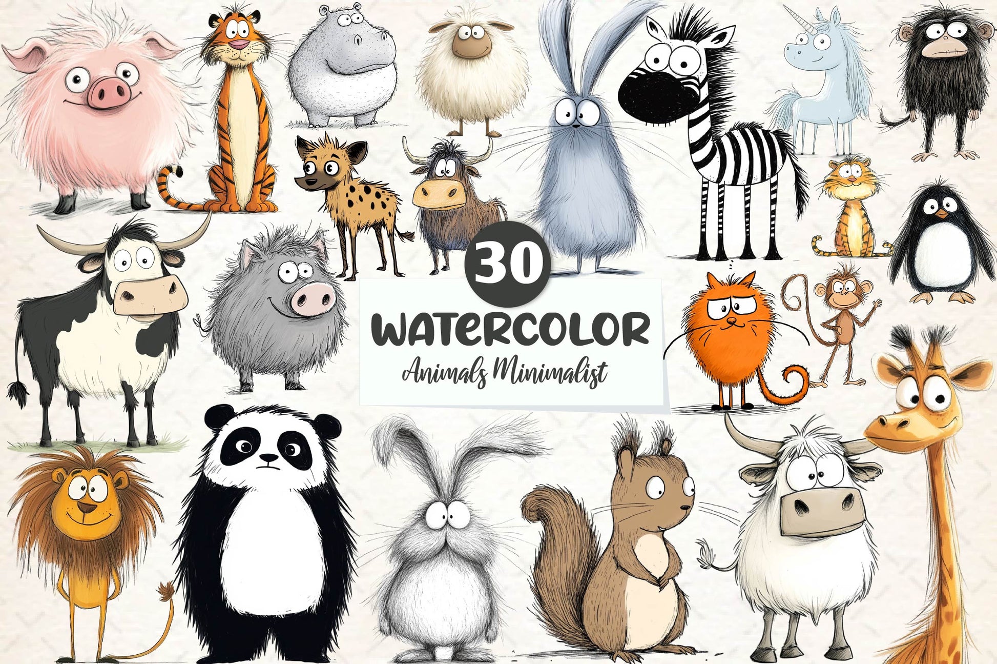 Animals Minimalist Cartoon Clipart Bundle - CraftNest - Digital Crafting and Art