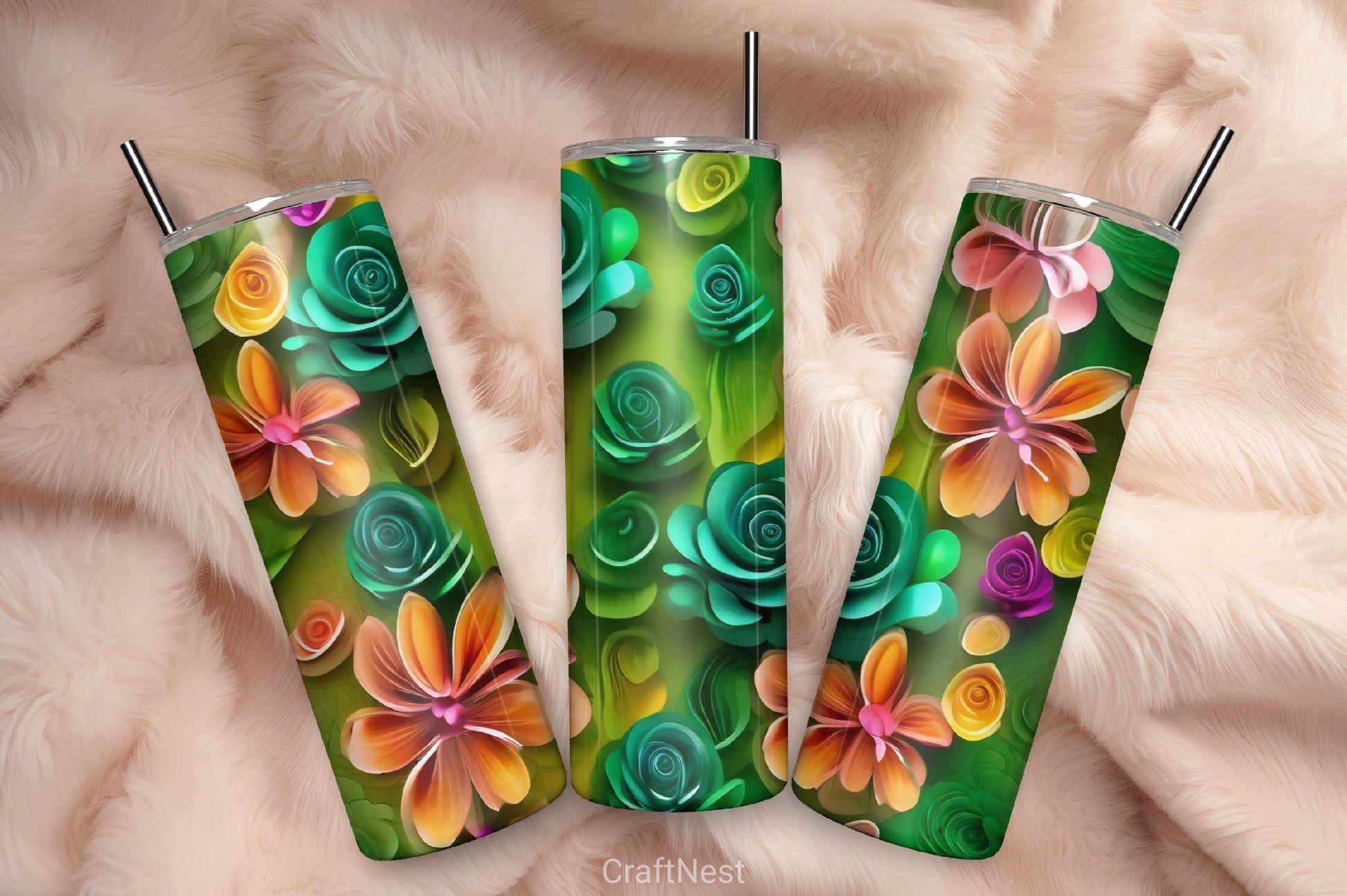 Flower Tumbler Wrap Bundle 3 - CraftNest - Digital Crafting and Art