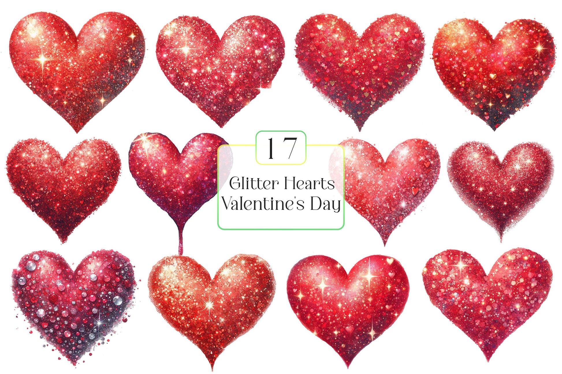 Glitter Heart Valentines Day Clipart Bundle - CraftNest - Digital Crafting and Art