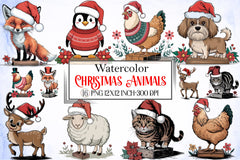Christmas Animals Clipart Bundle 1 - CraftNest - Digital Crafting and Art