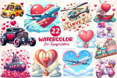 Love Transportation Valentine Clipart Bundle - CraftNest - Digital Crafting and Art