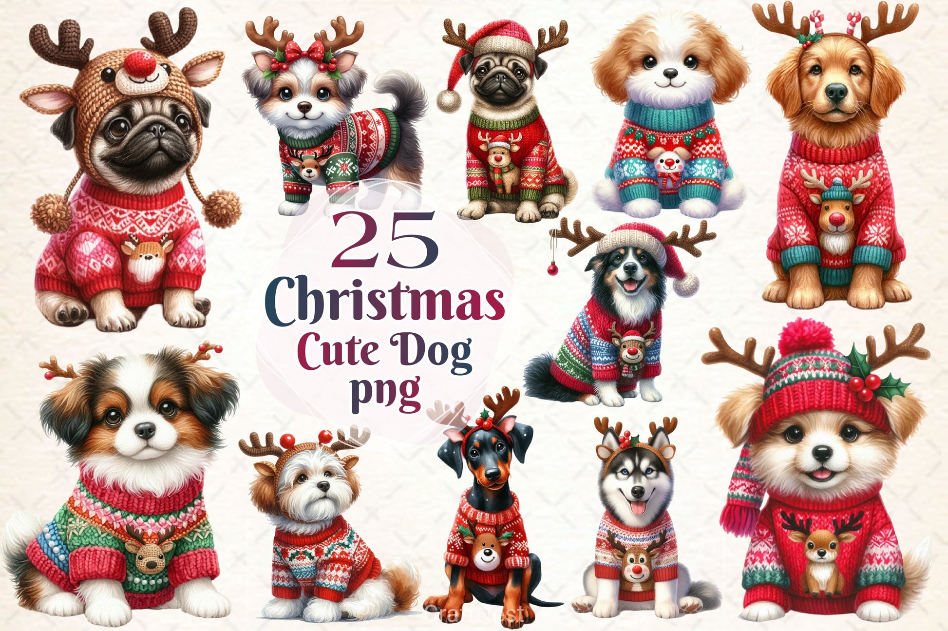 Christmas Dogs Clipart Bundle 3 - CraftNest - Digital Crafting and Art