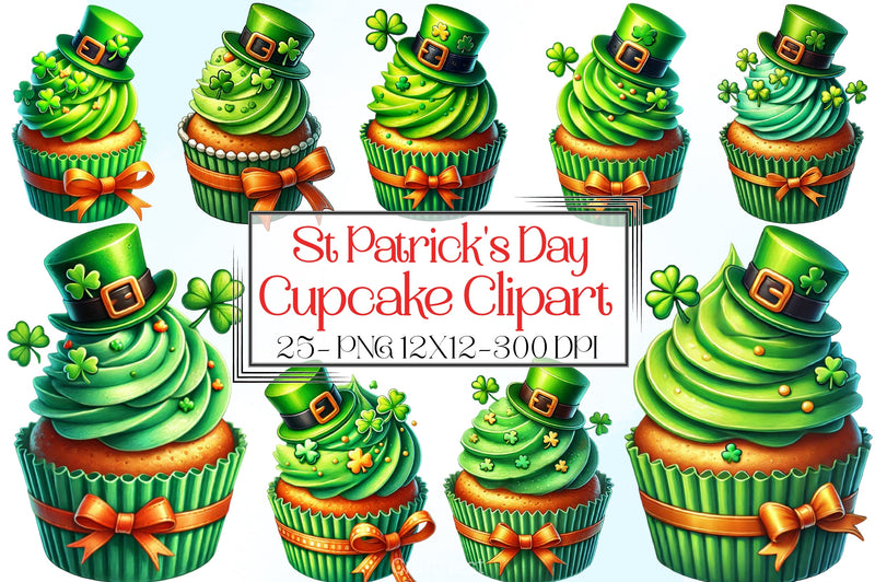 St Patrick's Day Cupcake Clipart Bundle - CraftNest - Digital Crafting and Art