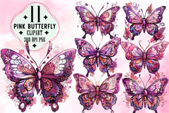 Pink Butterfly Clipart Bundle - CraftNest - Digital Crafting and Art