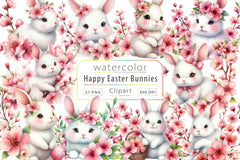 Happy Easter Bunnies Clipart Bundle - CraftNest - Digital Crafting and Art