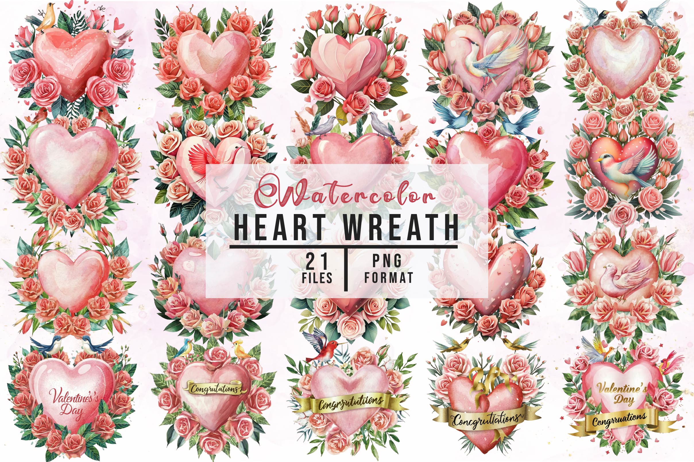 Heart Wreath Clipart Bundle - CraftNest - Digital Crafting and Art