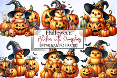 Halloween Chicken & Pumpkins Clipart Bundle - CraftNest - Digital Crafting and Art
