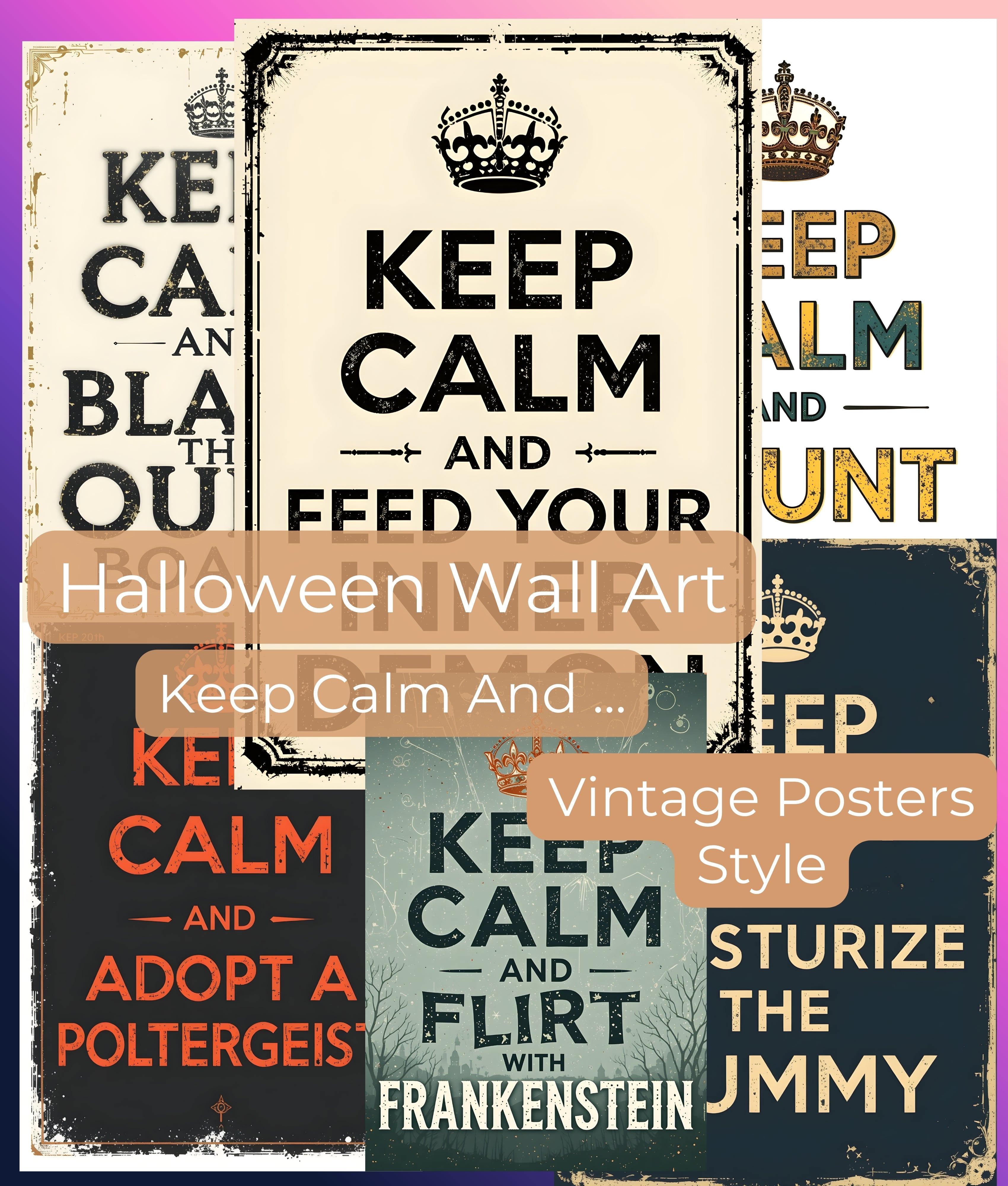 Halloween Wall Art Clipart Bundle