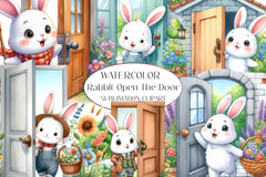 Rabbit Open The Door Clipart Bundle - CraftNest - Digital Crafting and Art