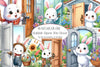 Rabbit Open The Door Clipart Bundle