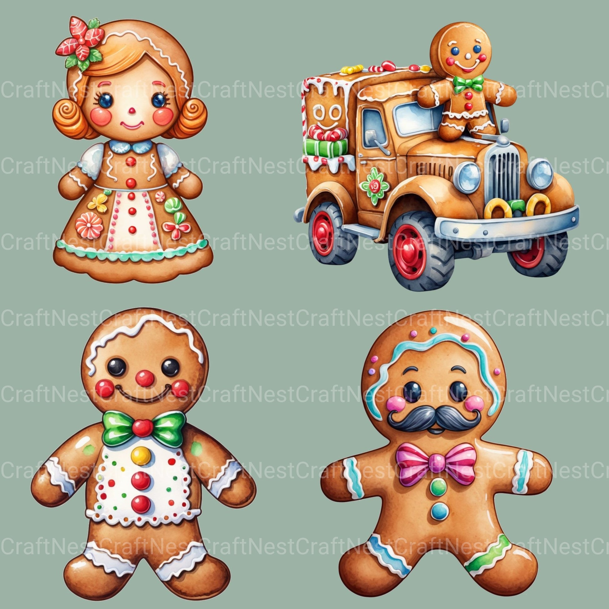 Gingerbread People Clipart Bundle - CraftNest - Digital Crafting and Art