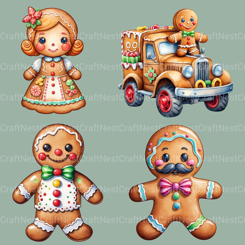 Gingerbread People Clipart Bundle - CraftNest - Digital Crafting and Art