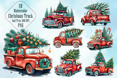 Christmas Truck & Tree Clipart Bundle 2 - CraftNest - Digital Crafting and Art