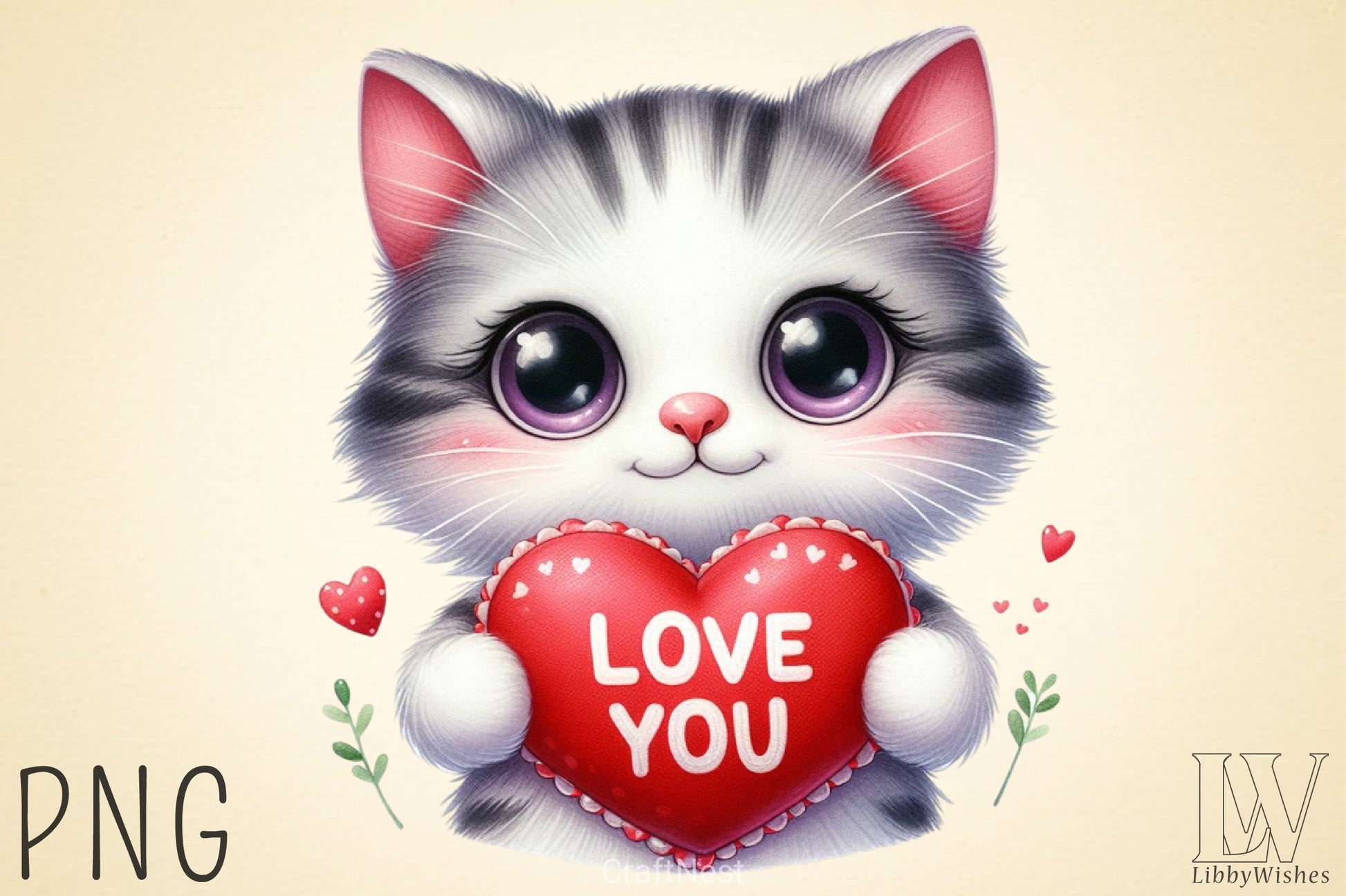 Love You Cat Valentine's Clipart Bundle 3 - CraftNest - Digital Crafting and Art