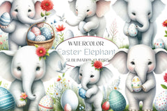 Watercolour Easter Elephant Clipart Bundle - CraftNest - Digital Crafting and Art