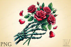 Roses Bouquet Skeleton Hand Clipart Bundle 3 - CraftNest - Digital Crafting and Art