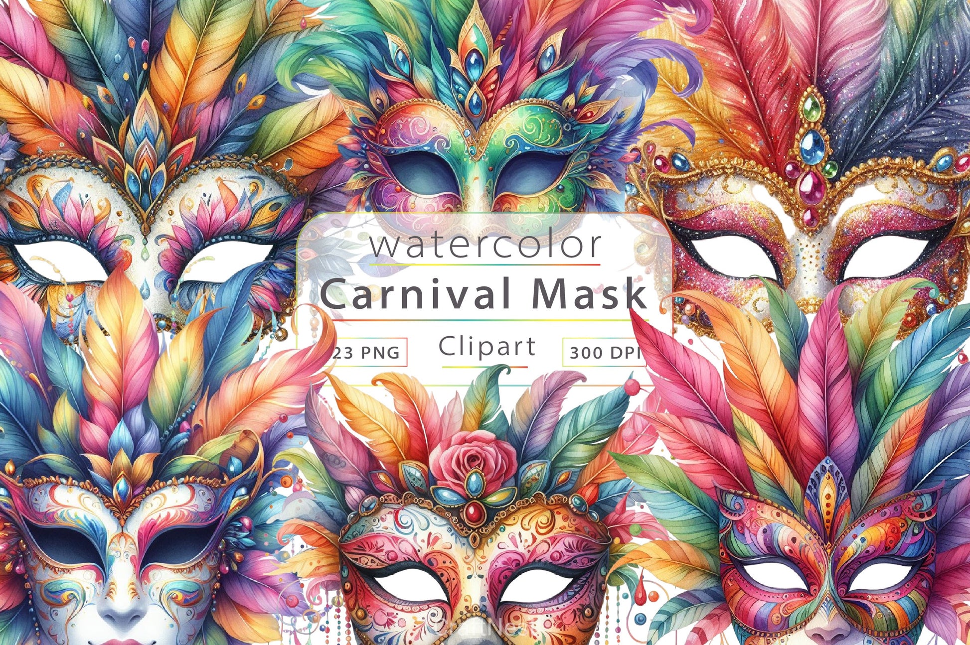 Colorful Carnival Mask Clipart Bundle - CraftNest - Digital Crafting and Art