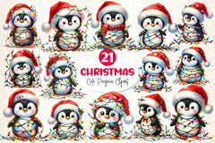 Cute Christmas Penguin With Light Clipart Bundle - CraftNest - Digital Crafting and Art