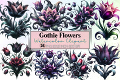 Gothic Flowers Clipart Bundle - CraftNest - Digital Crafting and Art