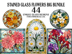 Stained Glass Flowers Clipart - CraftNest