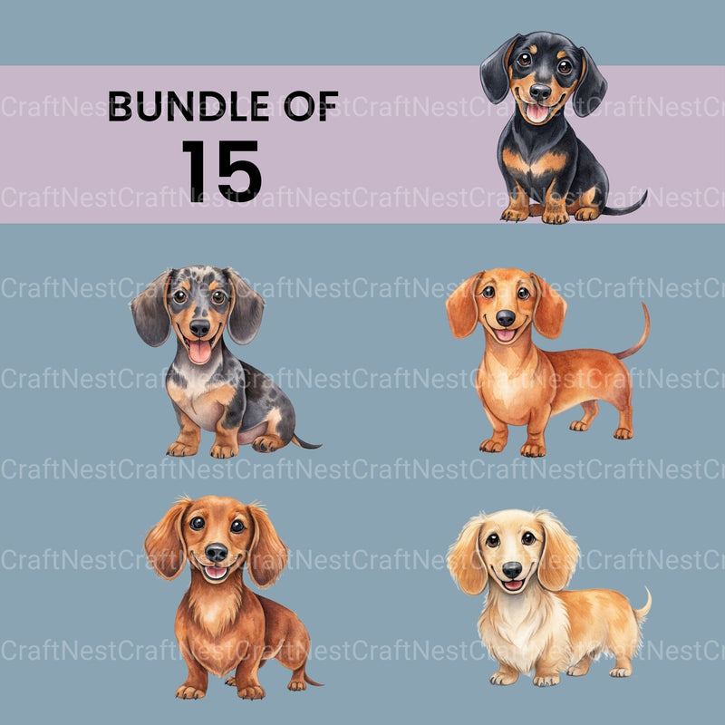 Dachshunds Smiling Clipart Bundle - CraftNest - Digital Crafting and Art