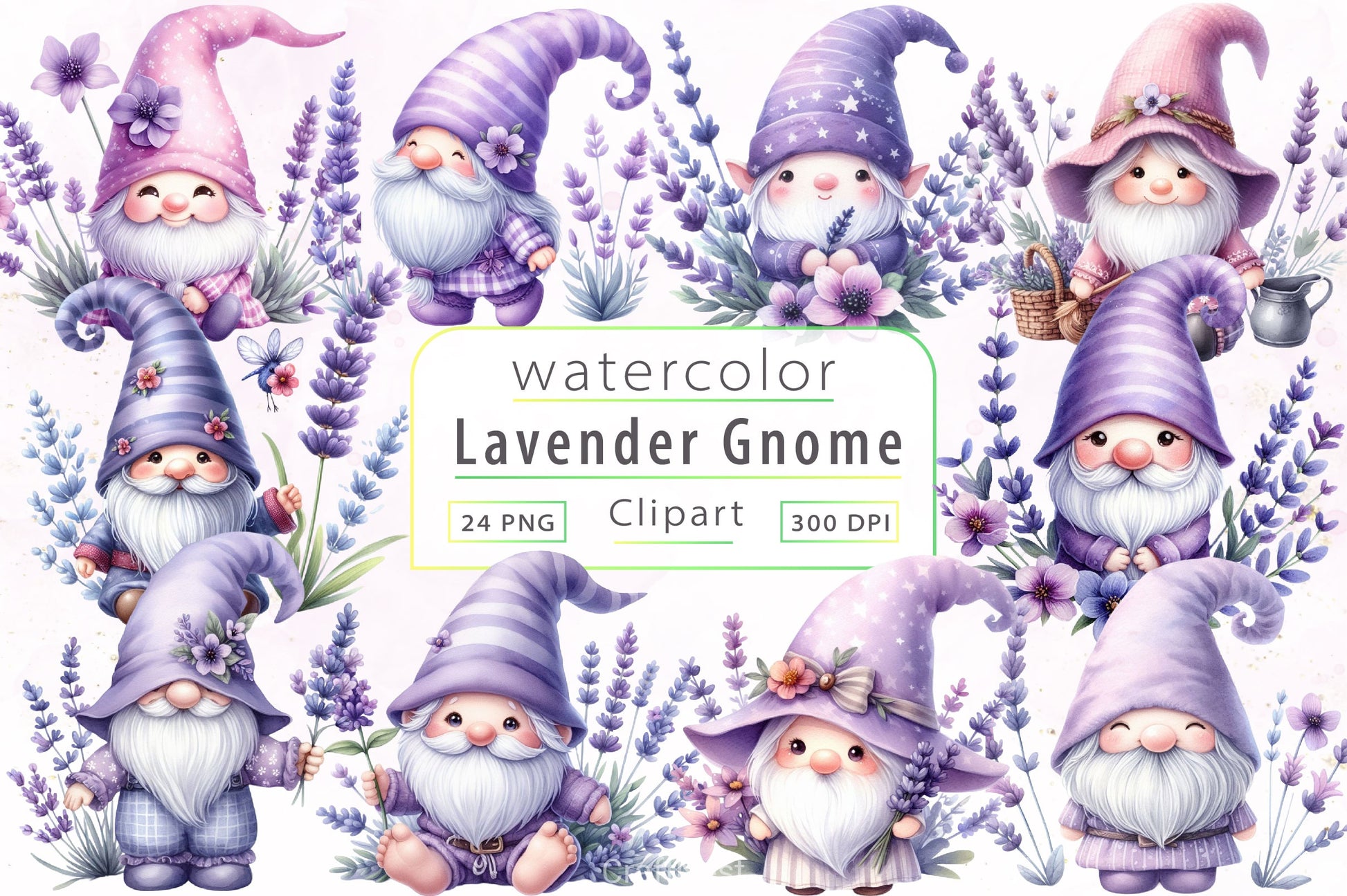 Lavender Gnome Clipart Bundle - CraftNest - Digital Crafting and Art