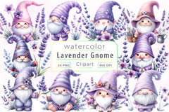 Lavender Gnome Clipart Bundle - CraftNest - Digital Crafting and Art