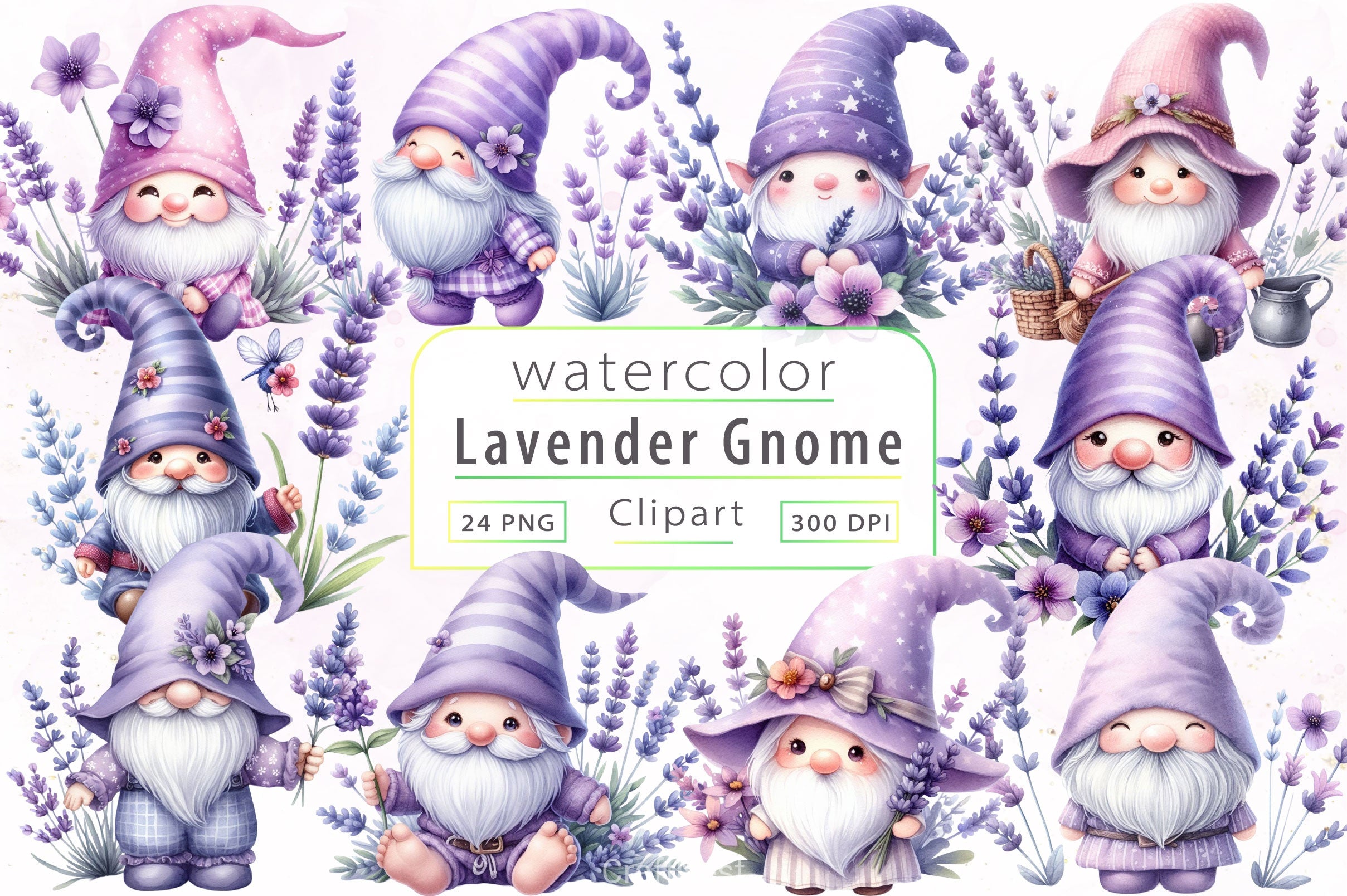Lavender Gnome Clipart Bundle - CraftNest - Digital Crafting and Art