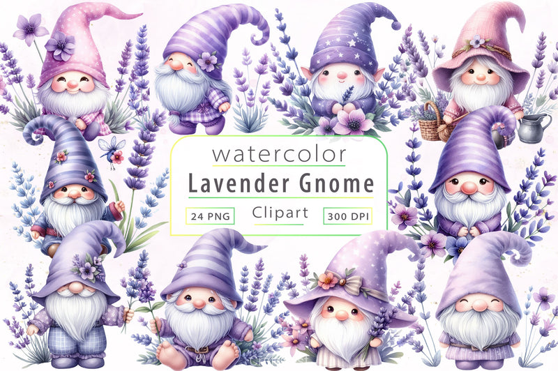 Lavender Gnome Clipart Bundle - CraftNest - Digital Crafting and Art