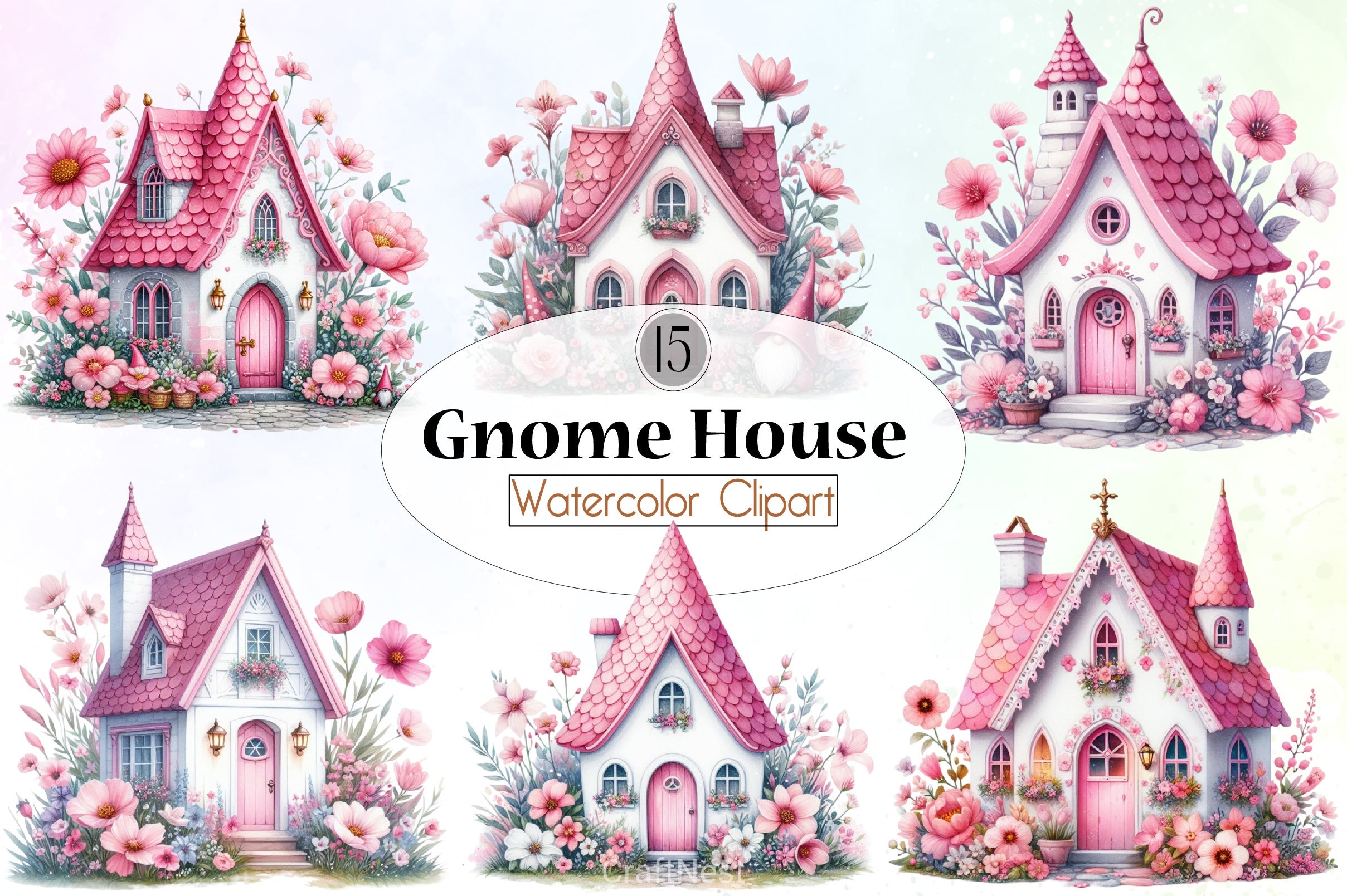 Gnome House Clipart Bundle - CraftNest - Digital Crafting and Art