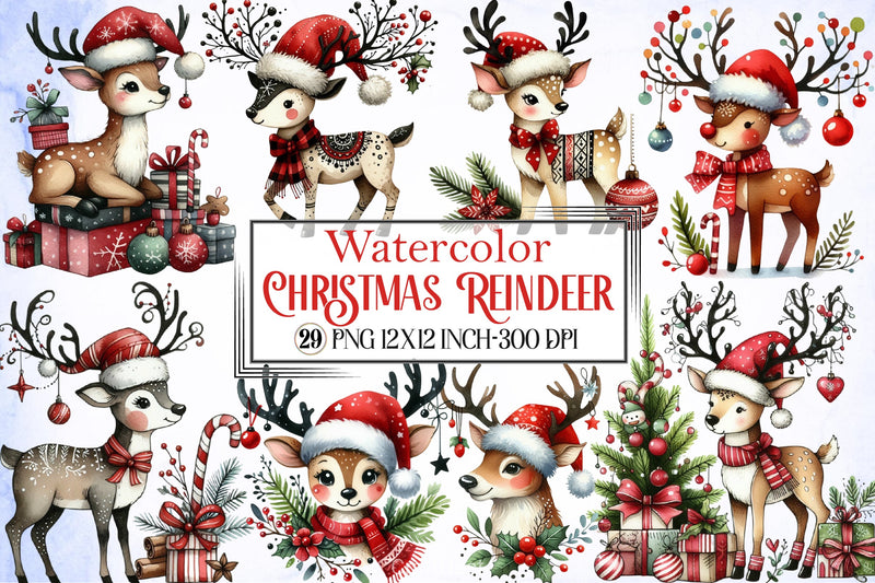 Christmas Reindeer Clipart Bundle 9 - CraftNest - Digital Crafting and Art