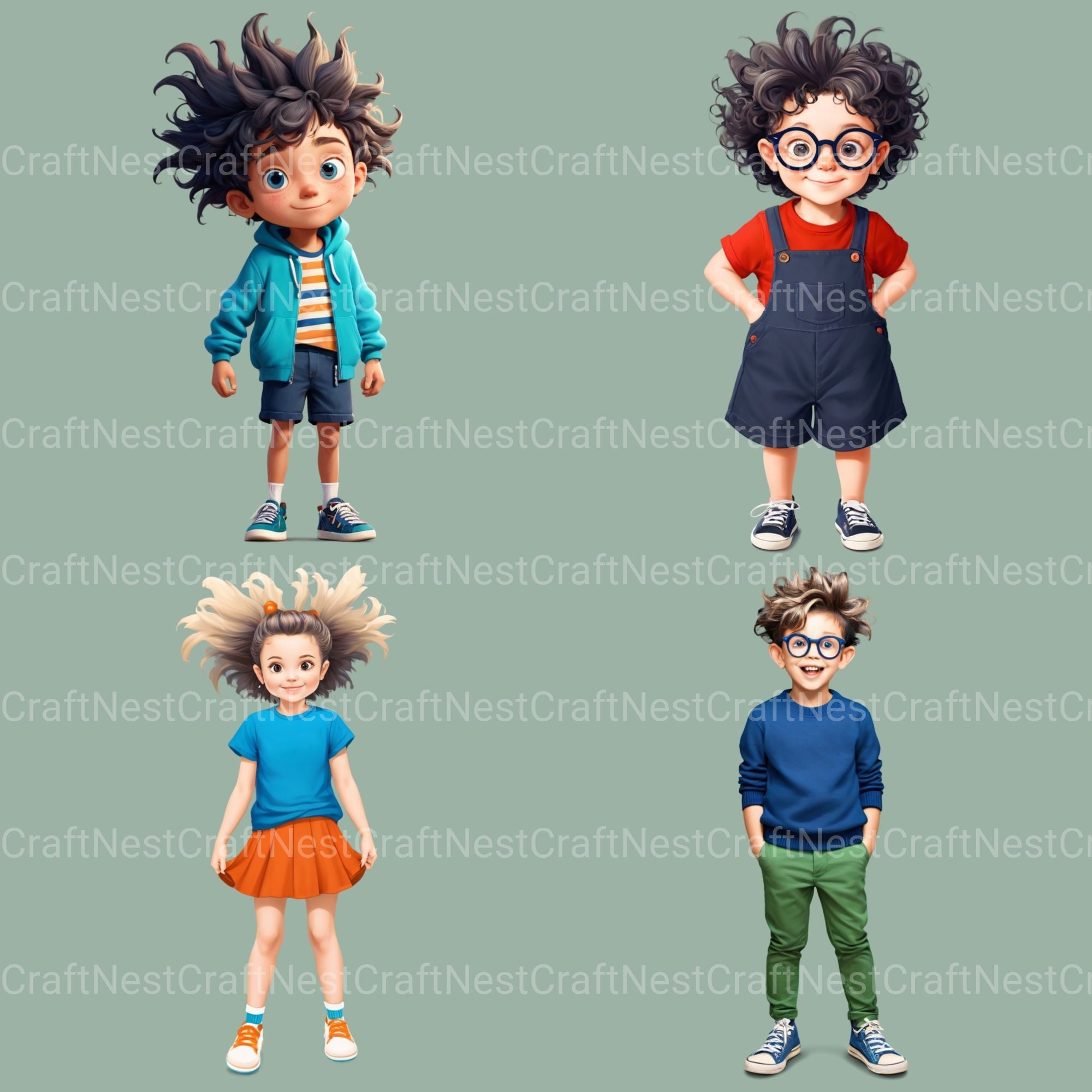 Quirky Kids Clipart Bundle - CraftNest - Digital Crafting and Art