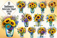 Sunflowers Clipart Bundle 2 - CraftNest - Digital Crafting and Art