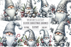 Silver Christmas Gnomes Clipart Bundle - CraftNest - Digital Crafting and Art