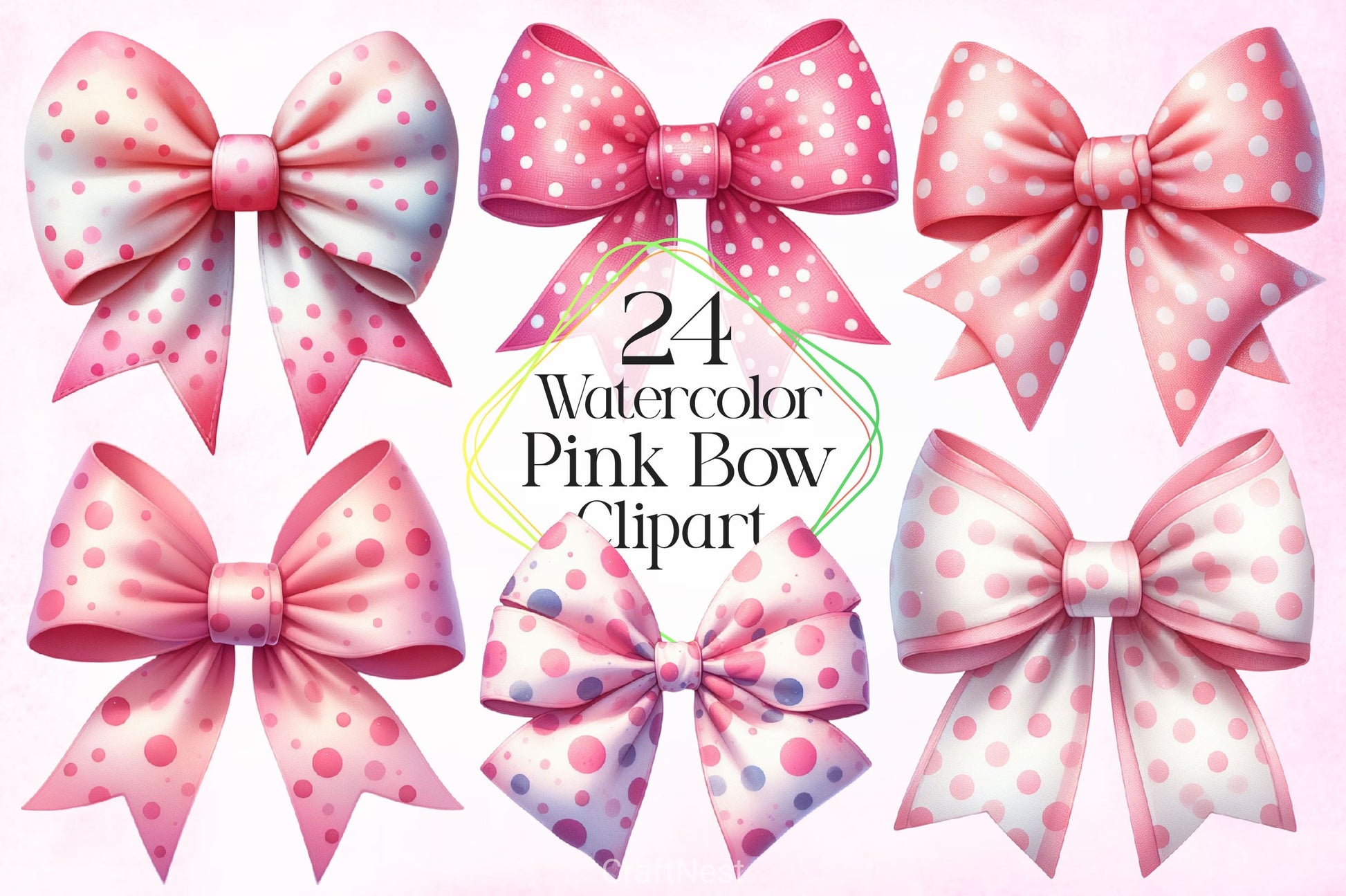 Pink Bow Clipart Bundle - CraftNest - Digital Crafting and Art
