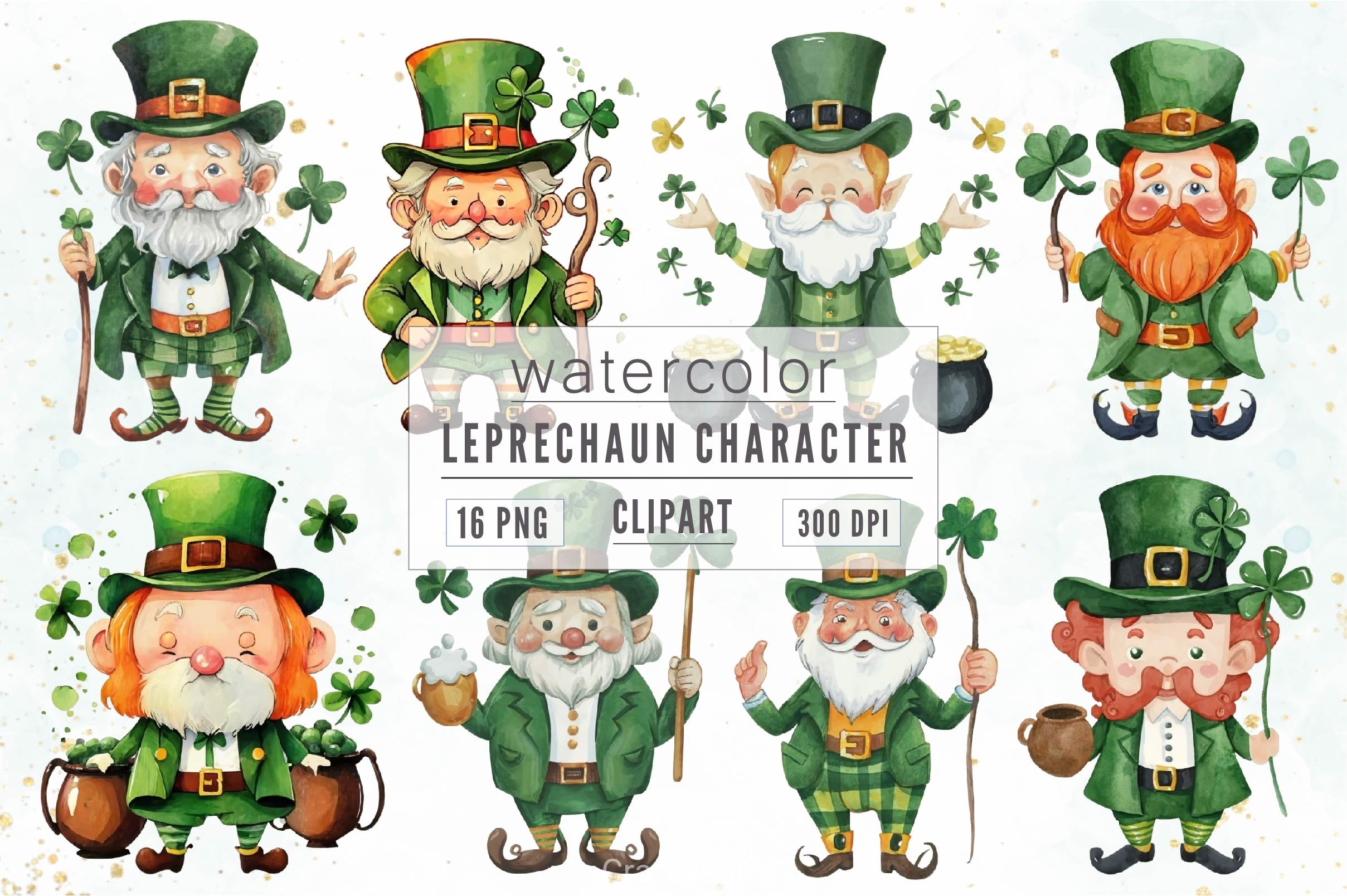 Leprechaun Cartoon Character Clipart Bundle 2 - CraftNest - Digital Crafting and Art