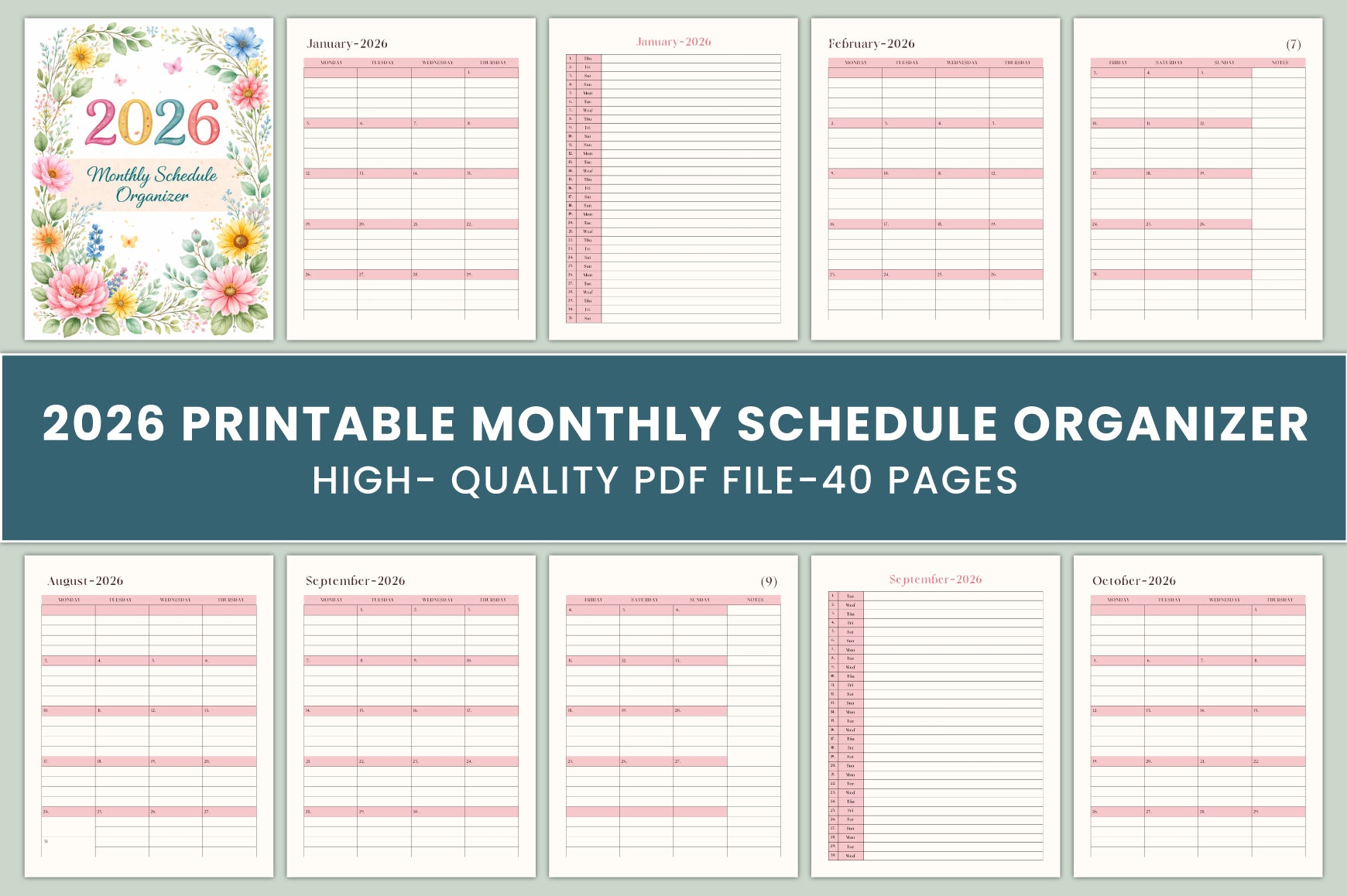 Monthly Schedule Planner