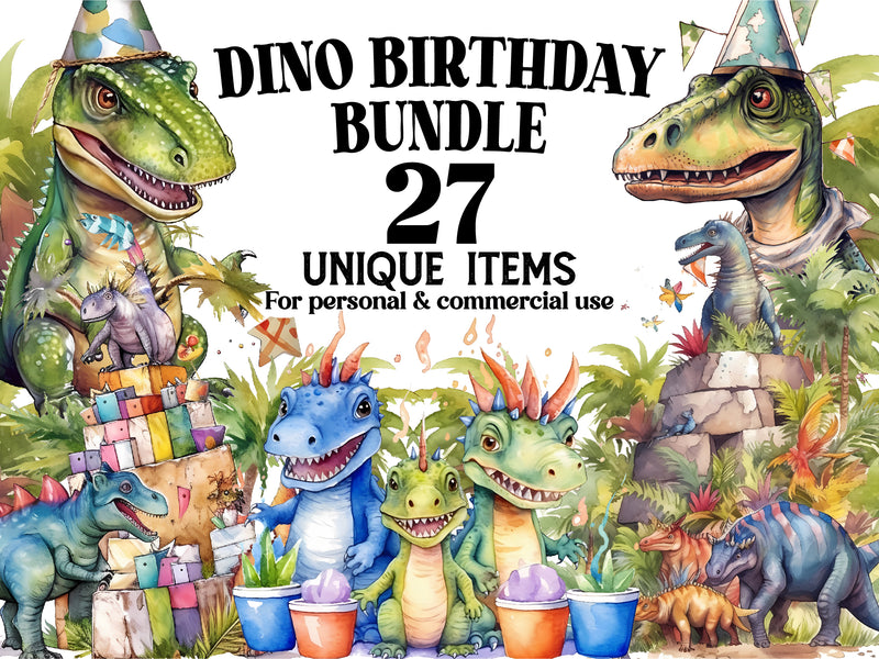 Dino Birthday Clipart - CraftNest