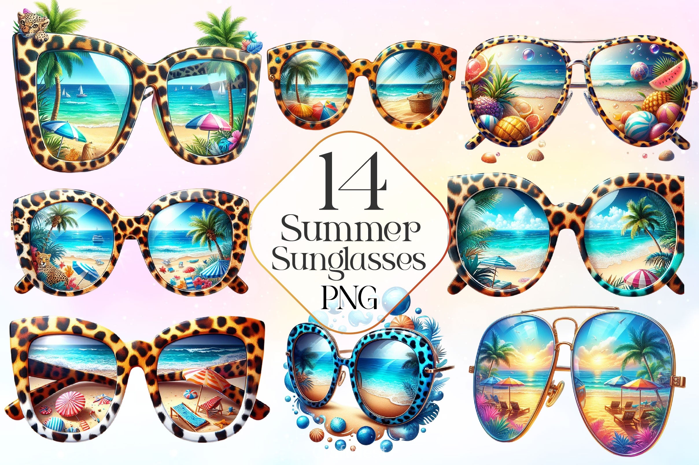Summer Sunglasses With Beach Clipart Bundle - CraftNest - Digital Crafting and Art