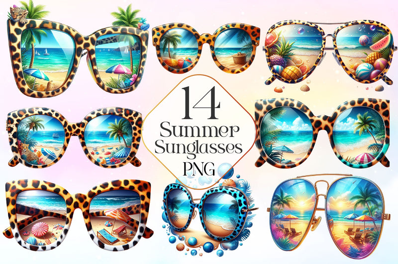 Summer Sunglasses With Beach Clipart Bundle - CraftNest - Digital Crafting and Art