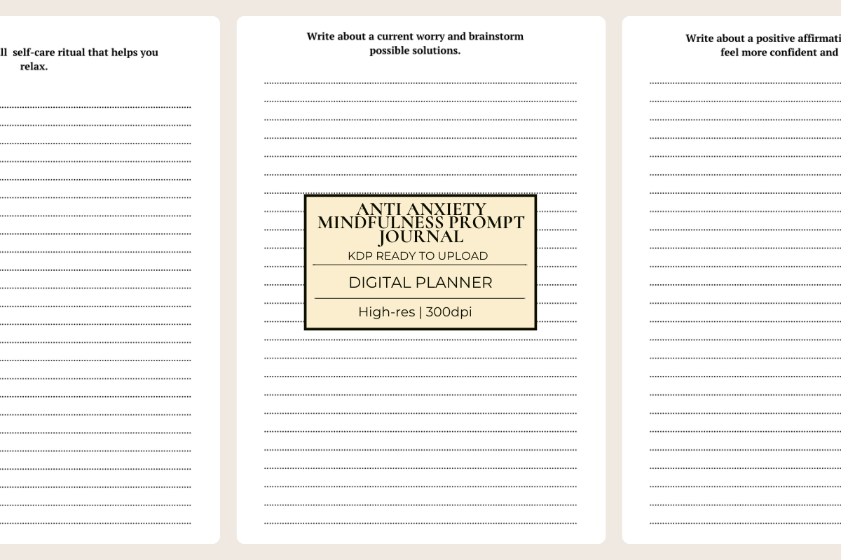 Anti Anxiety Mindfulness Prompt Journal KDP Planner
