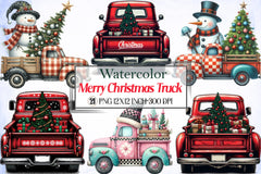 Merry Christmas Truck Clipart Bundle - CraftNest - Digital Crafting and Art