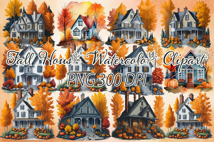 Fall House Clipart Bundle